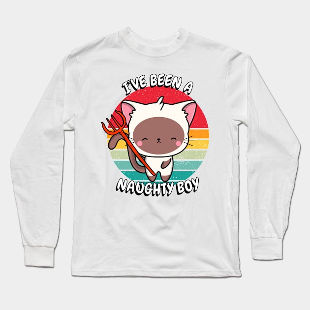 Cute white Cat is a naughty boy Long Sleeve T-Shirt by Pet Station